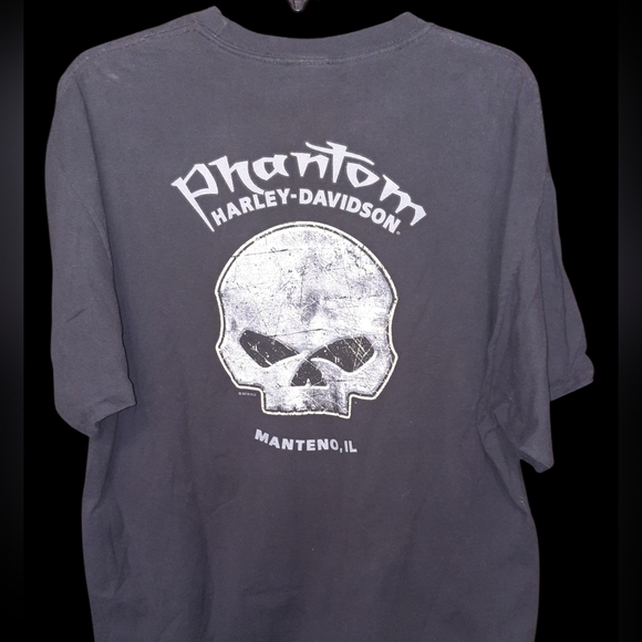 Harley-Davidson Charcoal Short Sleeve Tee 2xl And Flames Skull Cap - Picture 8 of 11